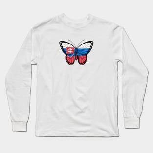 Slovakian Flag Butterfly Long Sleeve T-Shirt